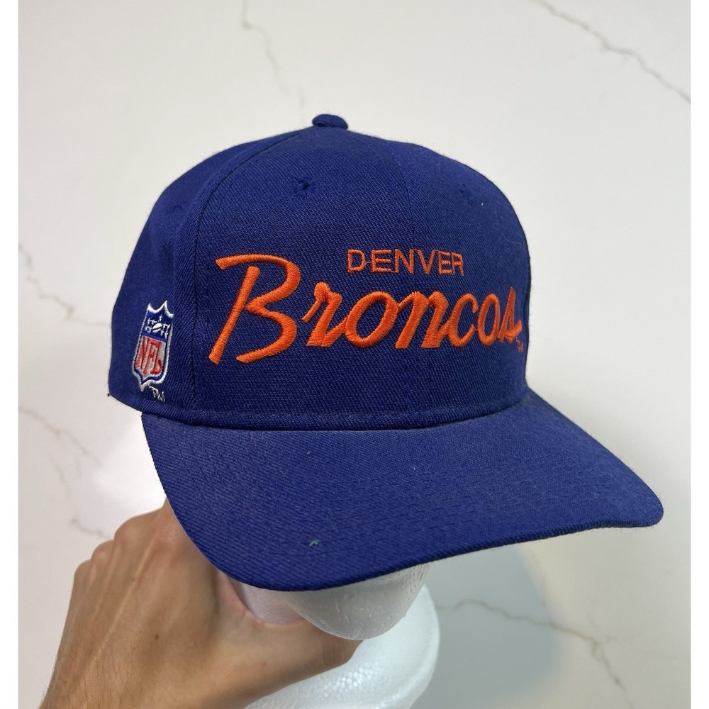 Sports Specialties Denver Broncos Hat Mens Vintage 90s Script Snapback Blue